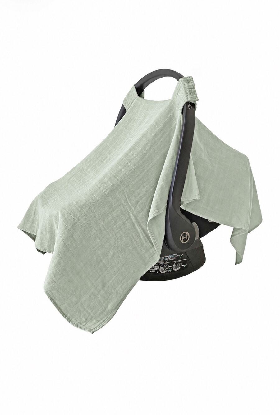 Mozah Organic Cotton Muslin Car Seat Cover Minimalist Infant Canopy Sage Green
